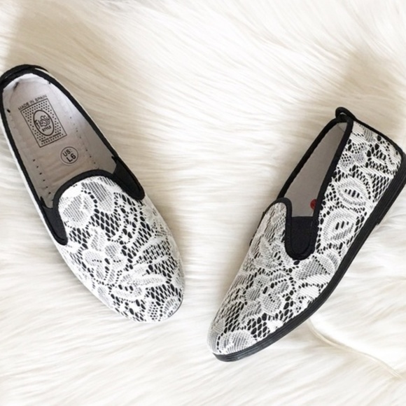 black lace loafers
